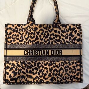 Dior Black and Tan Leopard Tote